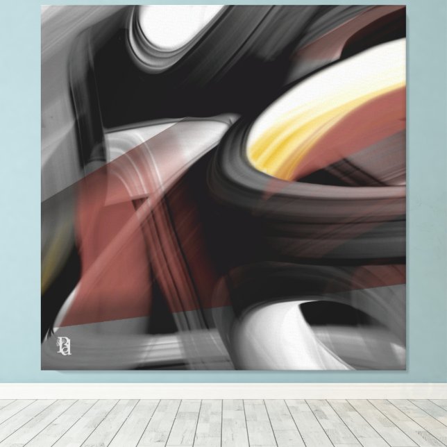 Lienzo 40x40" Trend Abstract Art Black White Powdery (Insitu (piso de madera))