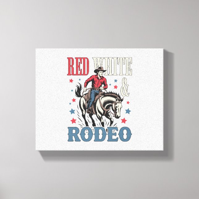 Lienzo 4 de julio Rodeo Cowboy (Anverso)