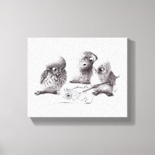 Lienzo 4 Funny Owls, 1 Pablo print called