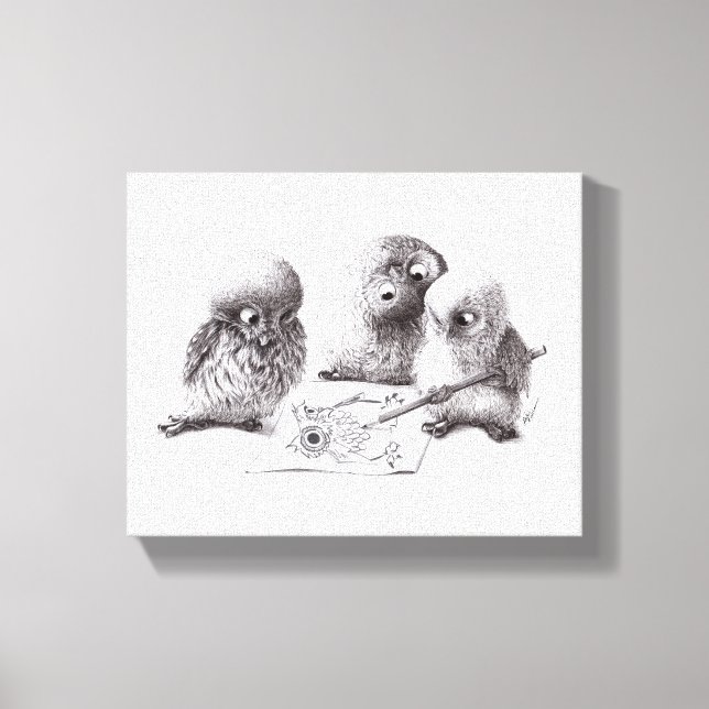 Lienzo 4 Funny Owls, 1 Pablo print called (Anverso)