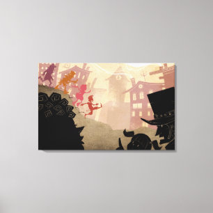 Lienzo 4 pequeños monstruos - Caminando por la ciudad