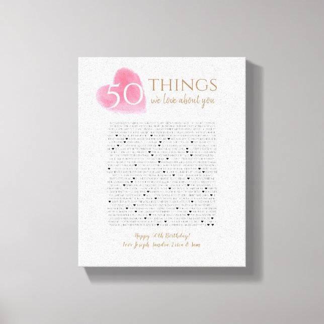 Lienzo 50 cosas que nos encantan de tu madre acuarela (Anverso)