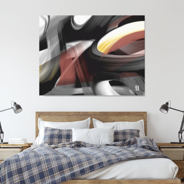 Lienzo 50x38" Trend Abstract Art Black White Powdery (Insitu(Dormitorio))