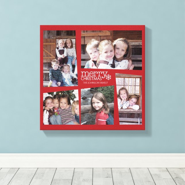 Lienzo 5 Fotos Collage Retro Joy y Peace Green (Insitu (piso de madera))