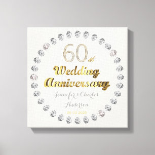 Lienzo 60.ª tipografía de oro del Boda de diamantes