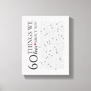 Lienzo 60 cosas que amamos por ti, 70 cumpleaños 80