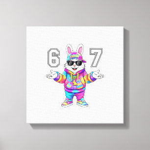Lienzo 67 Six Seven Bunny Tie Dye Día de Pascua 67 Meme H