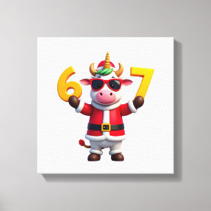 Lienzo 67 Unicornio de Navidad 6 7 Meme para Niñas Niños 