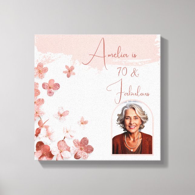 Lienzo 70 y fabulosas flores de Purpurina rosado (Anverso)