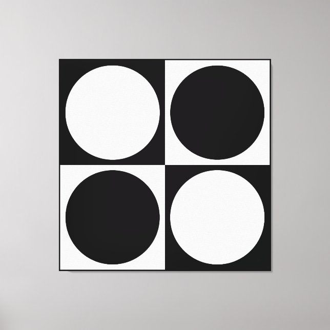Lienzo 70s Checks and Circles Black and White (Anverso)