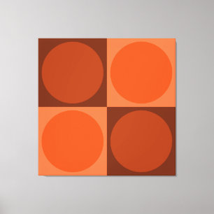 Lienzo 70s Checks and Circles Flame Orange