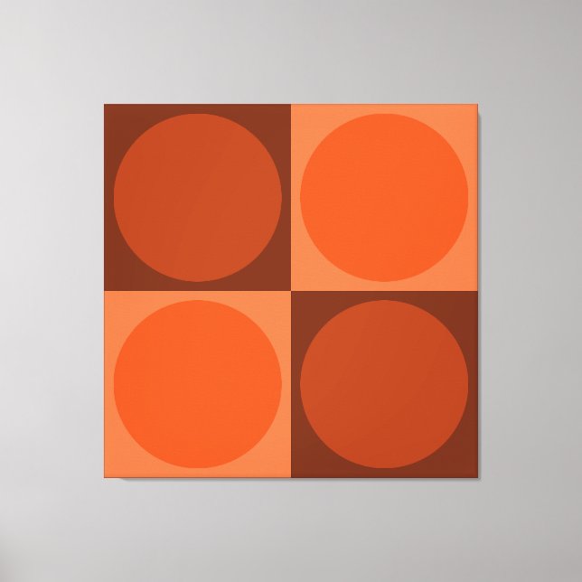 Lienzo 70s Checks and Circles Flame Orange (Anverso)