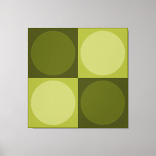 Lienzo 70s Checks and Circles Green