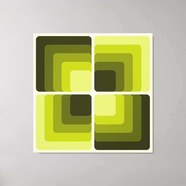 Lienzo 70s Rainbow Squares Monochrome Green (Anverso)