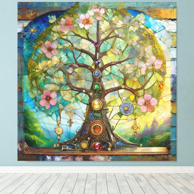 Lienzo 7 Chakra Blossoming Tree Of Life (Insitu (piso de madera))