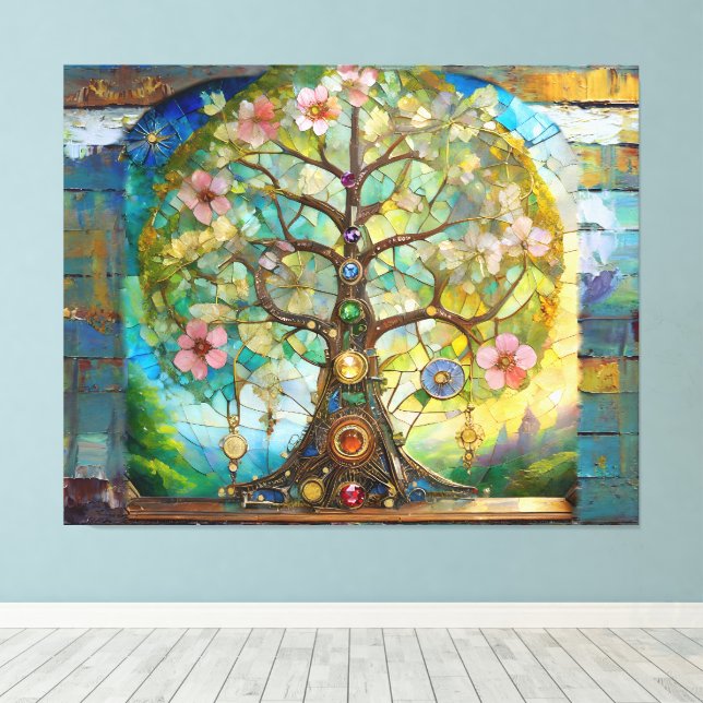 Lienzo 7 Chakra Blossoming Tree Of Life (Insitu (piso de madera))