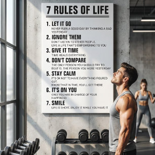 Lienzo 7 Reglas de la Vida Frase Motivacional Escritura M