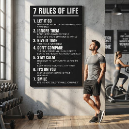Lienzo 7 Rules of Life Motivational Quote Modern Script