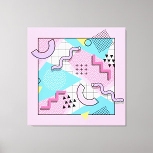 Lienzo 80's Memphis Active Pink Light Blue