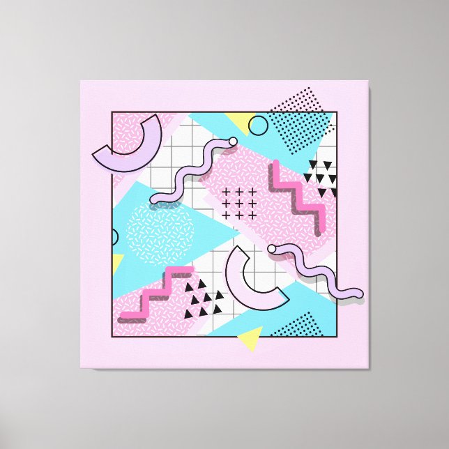 Lienzo 80's Memphis Active Pink Light Blue (Anverso)