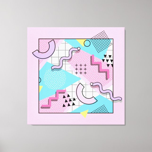 Lienzo 80's Memphis Active Pink Light Blue (Anverso)