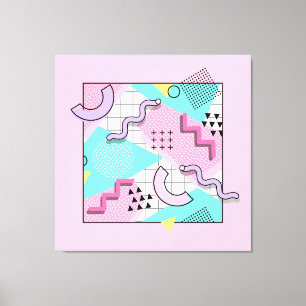 Lienzo 80's Memphis Active Pink Light Turquoise