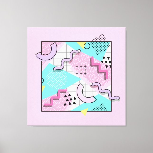 Lienzo 80's Memphis Active Pink Light Turquoise (Anverso)