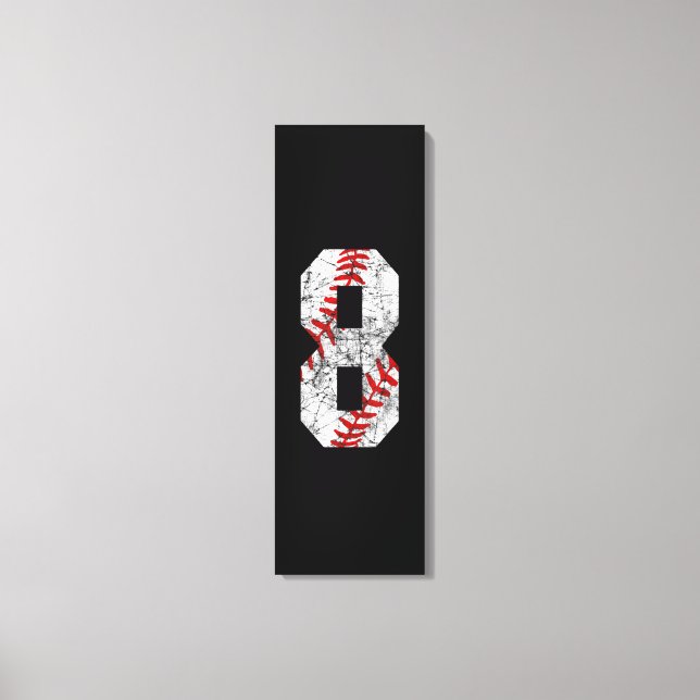 Lienzo 8.º cumpleaños Béisbol Gran Número Ocho Años (Anverso)