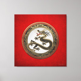 Lienzo [901] Dragón oriental sagrado de oro y negro