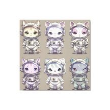 9 Gatitos Astronautas Chibi Tripulación Espacial