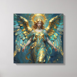 Lienzo A Beautiful Gold and Turquoise Angel 