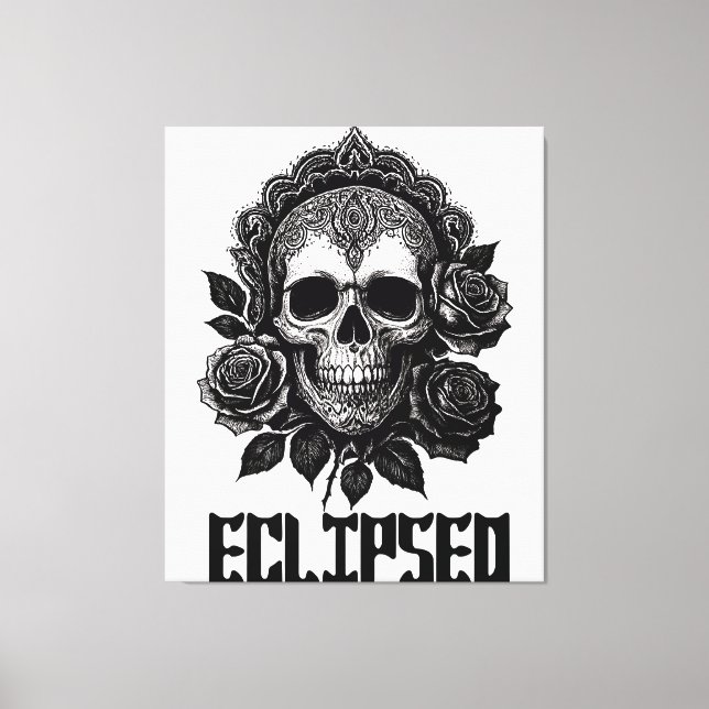 Lienzo A detailed skull adorned with intricate patterns (Anverso)