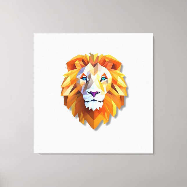 Lienzo A GEOMETRIC LION Faux Canvas Print (Anverso)