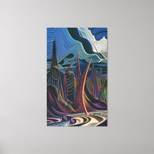 Lienzo A medio camino hacia un futurismo abstracto
