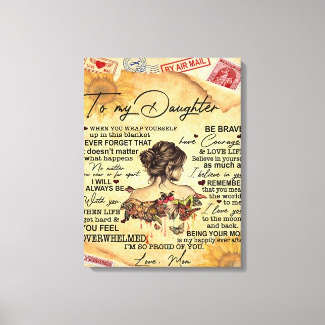 Lienzo A mi hija Mariposas Idea de regalo de cumpleaños (Anverso)