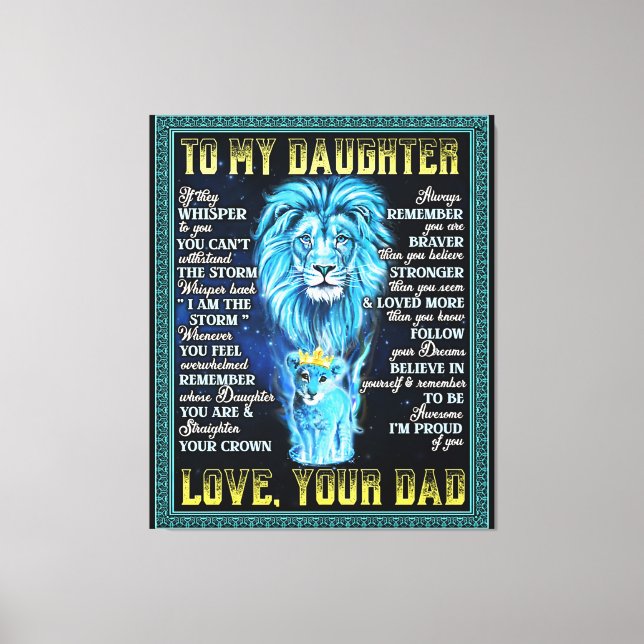 Lienzo A mi hija, regalo de papá león (Anverso)