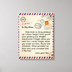 Lienzo A Mi Hijo Regalo, Mamá Y Hijo, Carta De Amor Al Hi