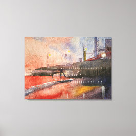 Lienzo a orillas del mar a la luz del sol