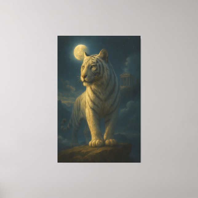 Lienzo A serene and powerful white tiger painted in premi (Anverso)