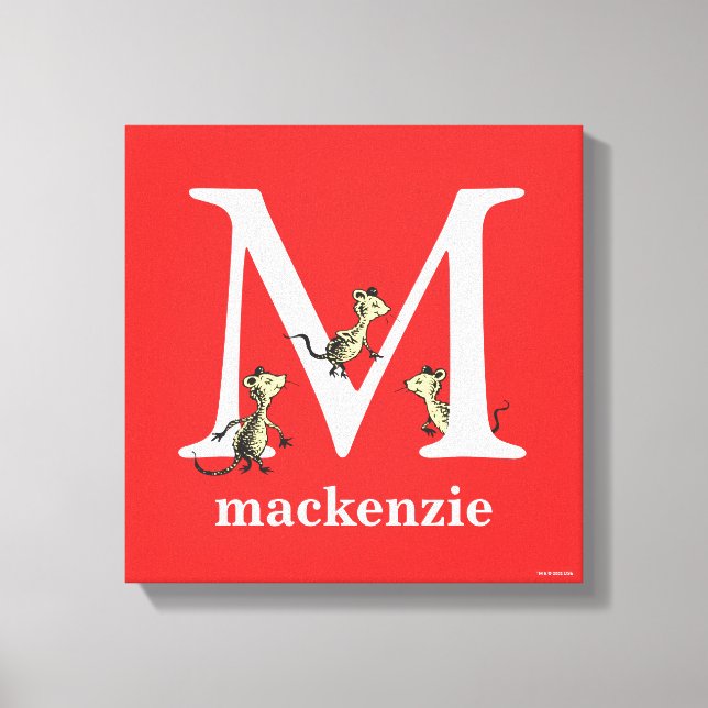 Lienzo ABC del Dr. Seuss: Letra M - Blanco | Añadir su no (Anverso)