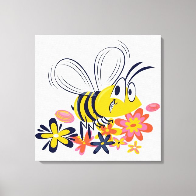 Lienzo Abeja de burbujas y flores (Anverso)