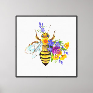 Lienzo Abeja de flor con plantas silvestres