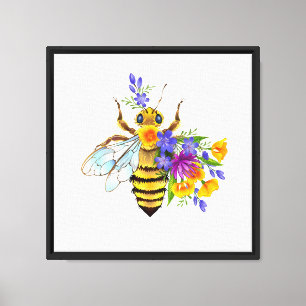 Lienzo Abeja de flor con plantas silvestres