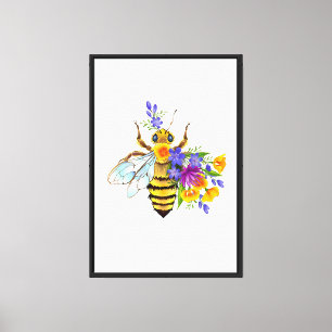 Lienzo Abeja de flor con plantas silvestres