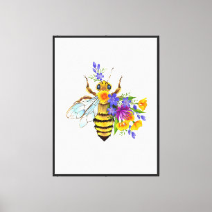 Lienzo Abeja de flor con plantas silvestres