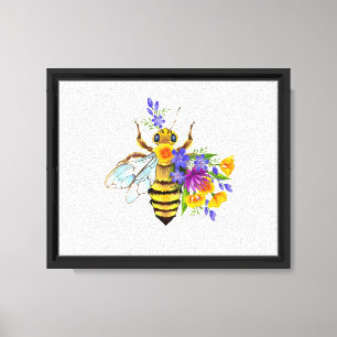 Lienzo Abeja de flor con plantas silvestres