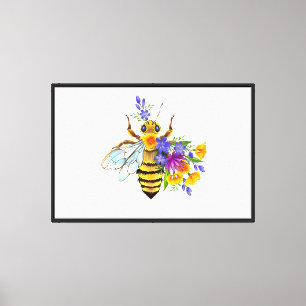 Lienzo Abeja de flor con plantas silvestres