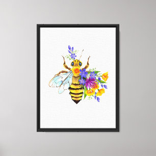 Lienzo Abeja de flor con plantas silvestres