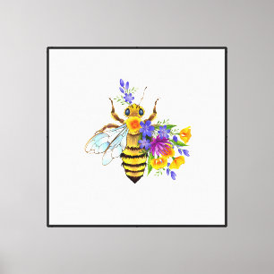 Lienzo Abeja de flor con plantas silvestres