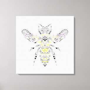 Lienzo abeja de miel ornamental